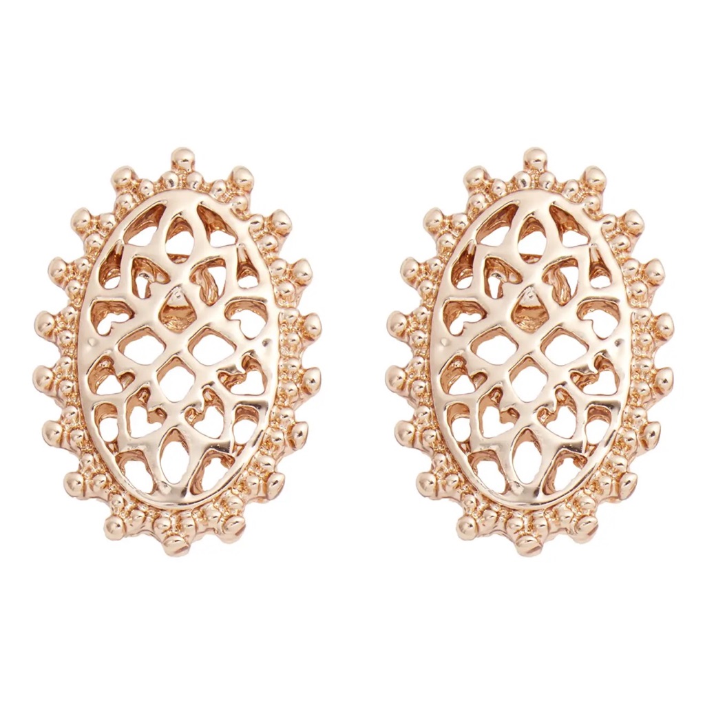 Marchesa Crystal Oval Button Earrings Gold